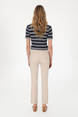 Kad_n Ta_ Slim Flare Cropped Fit Kanvas Pantolon