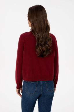 Kad_n Bordo V Yaka Fermuarl_ Kazak