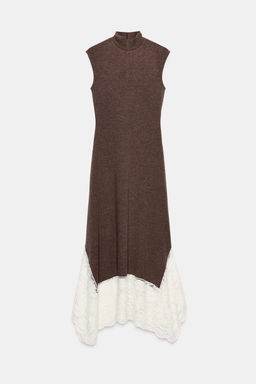 LONG DRESS WITH CONTRAST LACE - Zara фото 4