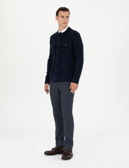 Lacivert Ekstra Slim Fit _izgili Kuma_ Pantolon