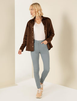 Mint Skinny Fit Kanvas Pantolon