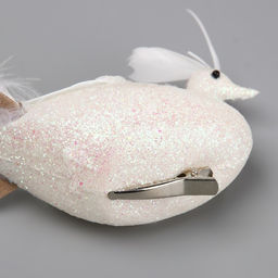 Фигурка-пушистик, декор на прищепке «Голубь с высоким хохолком и в блестках», белый, 7×5×28 см