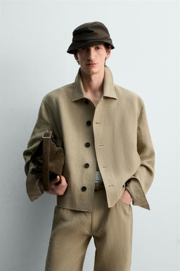 SOBRECAMISA CROPPED FIT 100% LINO LIMITED EDITION / Tostado - Zara фото 2