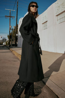 LONG WOOL COAT WITH HIGH NECK - Zara фото 17