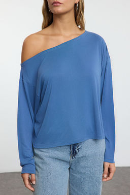 Antrasit Modall? More Sustainable Kay?k Yaka Relaxed/Rahat Kesim Orme Bluz TWOAW25BZ00282 - Trendyolmilla фото 3