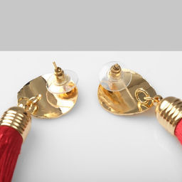 Серьги Кисти классика, цвет красный в золоте, L кисти 9,5 см - Queen fair фото 2