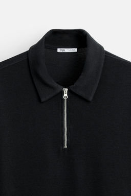 TEXTURED WEAVE POLO SHIRT WITH ZIP - Zara фото 26