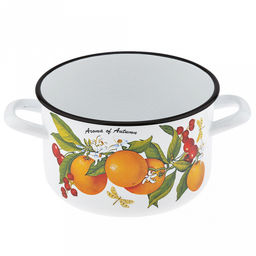 Фруктовая фантазия Кастрюля эмалированная 2,9л, форма цилиндрическая, металлическая крышка (Россия) - Домашняя мода фото 2