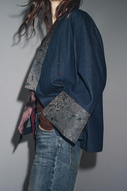 JACQUARD DENIM-EFFECT KIMONO - Zara фото 5