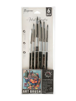 Набор кистей для рисования, синтетика, 6 штук: № 2, 4, 6, 8, 10, 12, круглые, международный размер