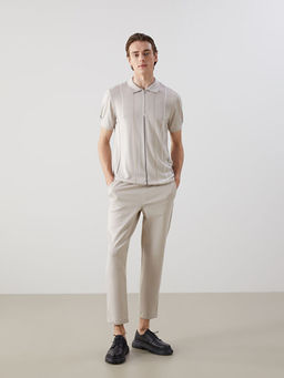 Polo Yaka K?sa Kollu ?izgili Erkek Triko Kazak