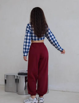 K13111 Штаны Багги (начес) БУРГУНДИ