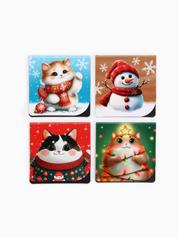 Цена за 2 шт. Магнитные закладки для книг, 4 шт. на открытке Котики