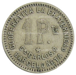 Монета 1 песета 1915 года Испания  Барселона