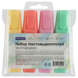 Набор текстмаркеров OfficeSpace 4шт., 1-5мм, пастельные цвета (HLp4_67109)