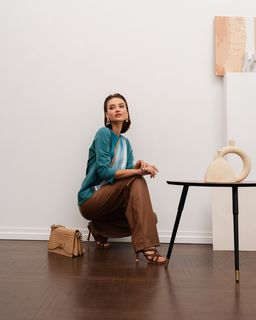 авторский лонгслив с принтованной вставкой - Elena sorti фото 10