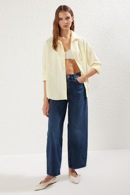 TRENDYOLMILLA Beyaz Loose Fit Pamuklu Dokuma Gomlek TWOAW20GO0107 фото 60