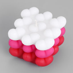 Свеча декоративная Бабл Сердце, 6 см, бело-розовая - Дарим красиво фото 3