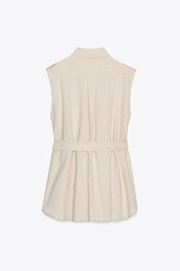LONG WAISTCOAT WITH LINEN BELT