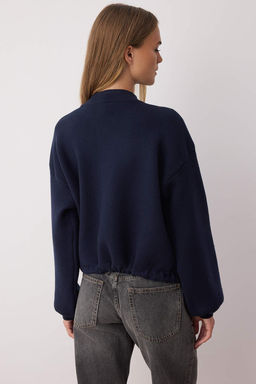 Lacivert Fermuarl? Premium Iplik/Ozel Iplik Genis Kal?p Mont Gorunumlu Triko H?rka TWOAW26HI00025 - Trendyolmilla фото 4