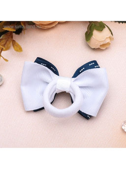 Цена за 6 шт. Бант для волос на резинке «Школьница», штрихи, 6.5 см, сине-белый