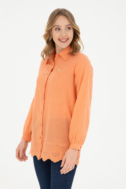 Женская рубашка лососевого цвета с длинным рукавом Неожиданная скидка в корзине