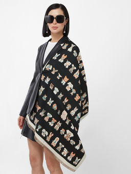 в составе ШЕРСТЬ и КАШЕМИР  Большой, мягкий, теплый двусторонний палантин с принтом. - Tantino фото 3