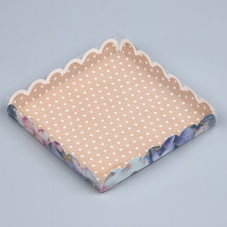 Цена за 5 шт. Коробка для печенья, кондитерская упаковка с пластиковой крышкой, Для тебя, 21?21?3 см