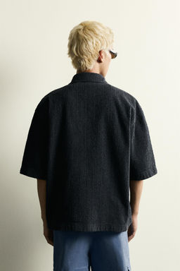 SOBRECAMISA BOXY FIT TEXTURA BORDADO / Marino - Zara фото 2