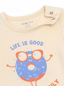 Bisiklet Yaka Bask?l? Erkek Bebek ??t??tl? Bodysuit