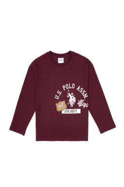 Erkek _ocuk Bordo Bisiklet Yaka Sweatshirt