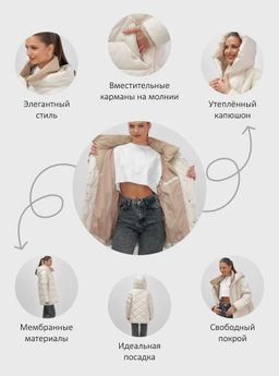 Куртка женская зимняя с капюшоном большого размера бежевого цвета 1170B - Mtforce фото 21