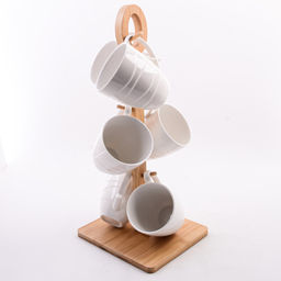 60324 Набор кружек 295 мл на подставке 7пр фарфор/бамбук LR (х8) - Mayer&boch фото 5