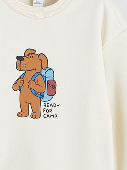 Bask?l? Erkek ?ocuk Kal?n Sweatshirt