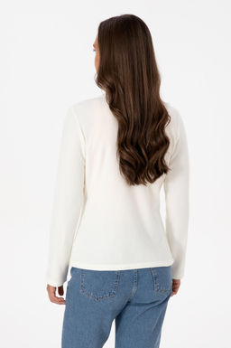 Kad_n Krem Fermuarl_ Dik Yaka Polar Sweatshirt - U.s. polo assn фото 5