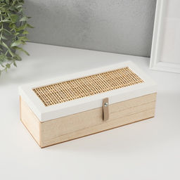 Шкатулка для чая с делениями «Корзинное плетение», дерево, 10×23.5×7 см
