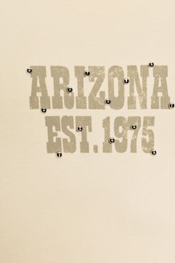 CAMISETA TACHAS TEXTO / Beige - Zara фото 6