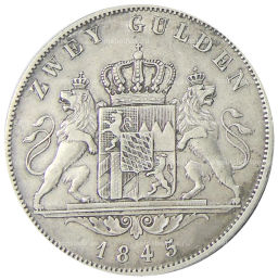 2 гульдена 1845 года Германские государства  Бавария