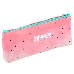 Косметичка-пенал 18,5х3х7,5см "Арбуз" 1 отделение, кожзам, на подкладке, на молнии, цвет - розовый, в п/эт пакете (Китай)