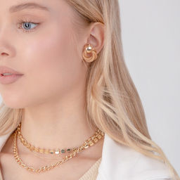 Серьги металл Круги переплетение, цвет золото - Qf фото 3