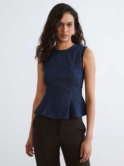 Bisiklet Yaka Peplum Jean Bluz