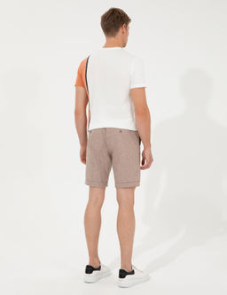 Kahverengi Regular Fit Keten Kar___ml_ Bermuda _ort - Pierre cardin фото 4