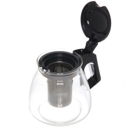 Чайник заварочный стеклянный 1100мл "Ассорти", микс цветов