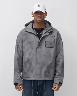 Куртка спортивная мужская весна осень серого цвета 25473Sr
