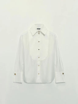 Блузка с манишкой из хлопка и тенселя / Zarina