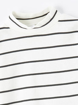 Yar?m Bal?k?? Yaka Uzun Kollu ?izgili Erkek Bebek Ti??rt - Waikiki фото 2