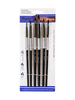 Набор кистей для рисования, синтетика, 6 штук: № 2, 4, 6, 8, 10, 12, круглые, международный размер