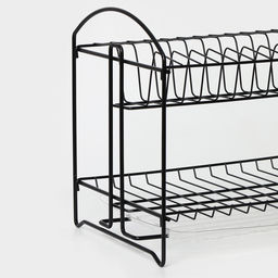 Сушилка для посуды с поддоном 2-х ярусная, разборная, 39.5×24×29.5 см, чёрная