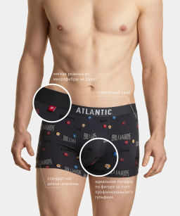 3MH-011/03 Трусы шорты Billards - набор 3 шт. графитовый + темно-голубой + темно-синий - Atlantic фото 2