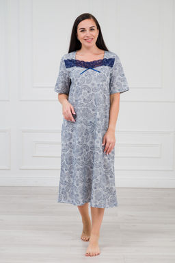 Ночная сорочка из кулирки Кружевница огурчик сине-васильковый - Амадэль фото 10